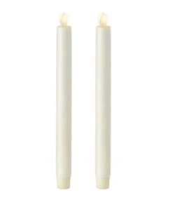 Remote Control Liown 10 Inch Ivory Moving Flame Taper Candle Set - 2