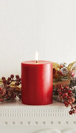 Uyuni 3 Inch X 5 Inch Red Pillar Candle - Remote Ready