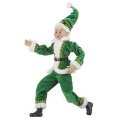 16 Inch Green Posable Christmas Elf -Battery Operated Candles Shop 12044