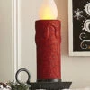 17.5 Inch Large Flickering Flame Red Glitter Christmas Candle -Battery Operated Candles Shop 12065