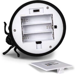 14.5 Inch LED Black Glitter Lighted Halloween Three Candelabra With Spider -Battery Operated Candles Shop 133462 4