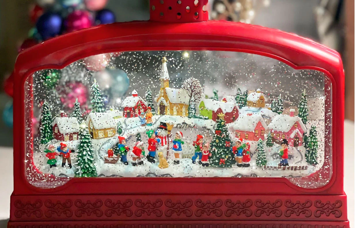 Red Water Lantern Lighted Christmas Village Scene Extra Wide - MUSICAL- NEW 2023 4 Red Water Lantern Lighted Christmas Village Scene Extra Wide - MUSICAL- NEW 2023 - Image 2