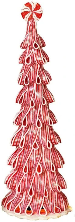 Lighted Peppermint Candy Ribbon Tree - Battery Operated 18 Inch