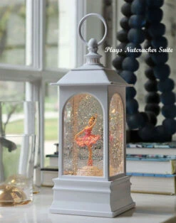 Animated Sugar Plum Fairy Ballerina Musical Lighted White Water Lantern