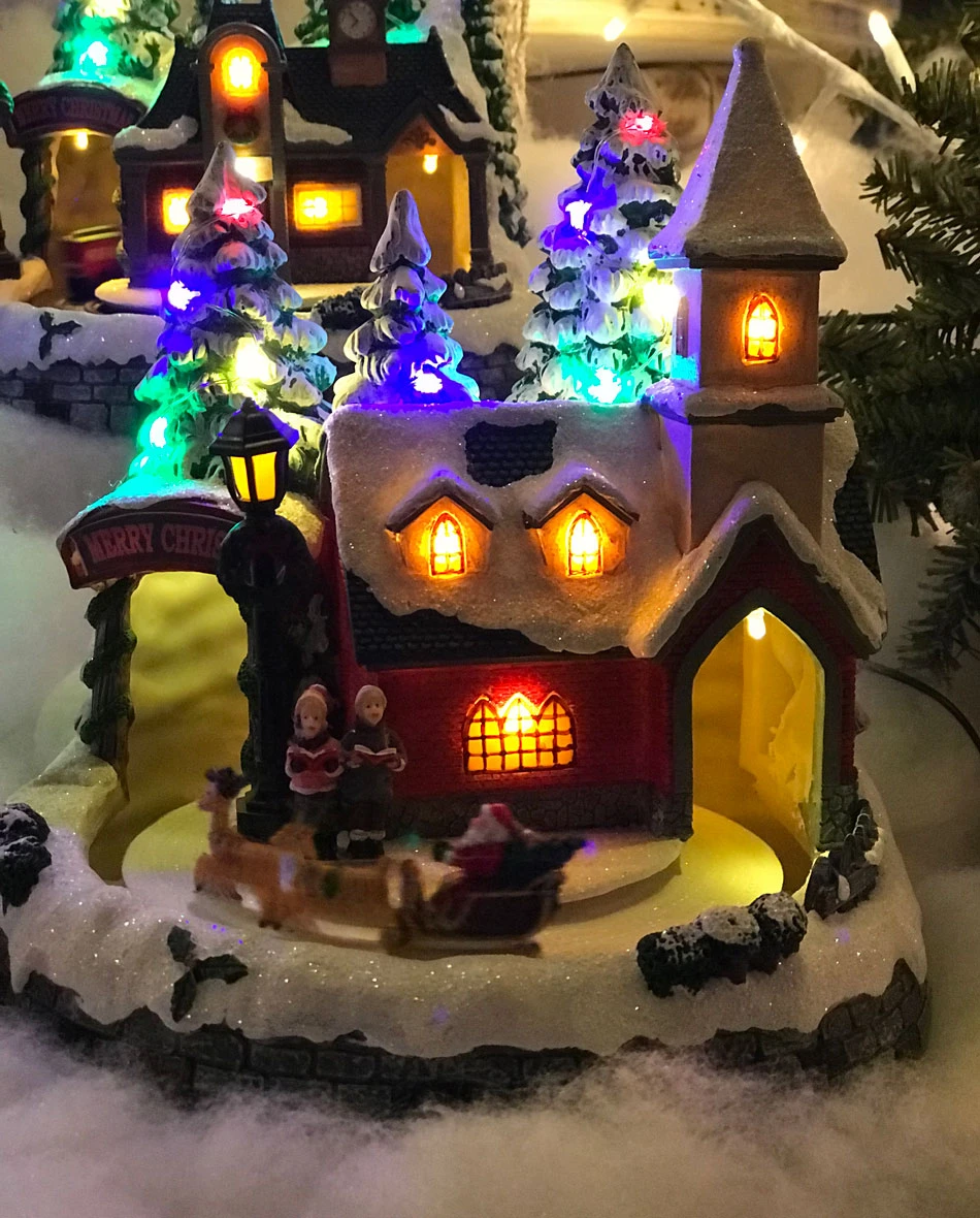 Battery Operated Lighted Musical Animated Winter Holiday Snow Village - Santa And Reindeer 4 Battery Operated Lighted Musical Animated Winter Holiday Snow Village - Santa And Reindeer - Image 2