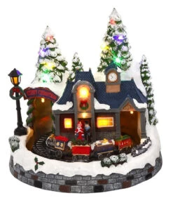 Battery Operated Lighted Musical Animated Winter Holiday Snow Village - Moving Train
