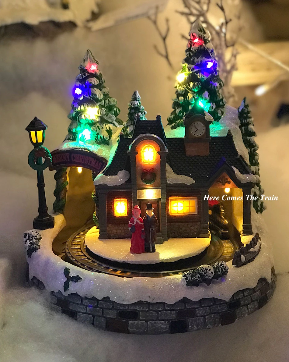 Battery Operated Lighted Musical Animated Winter Holiday Snow Village - Moving Train 4 Battery Operated Lighted Musical Animated Winter Holiday Snow Village - Moving Train - Image 2