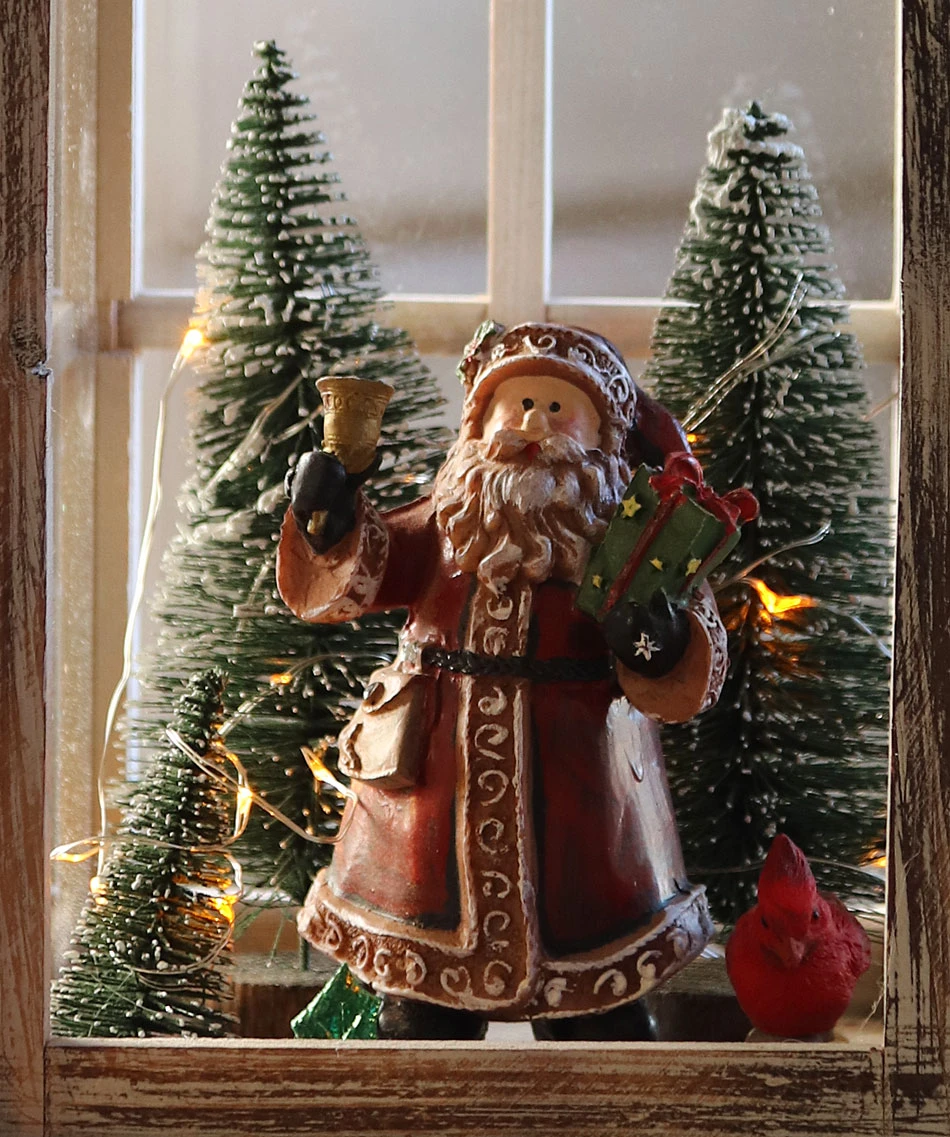 Battery Operated Lighted Wood Lantern - Santa Clause Christmas Scene 15.25 Inch 4 Battery Operated Lighted Wood Lantern - Santa Clause Christmas Scene 15.25 Inch - Image 2