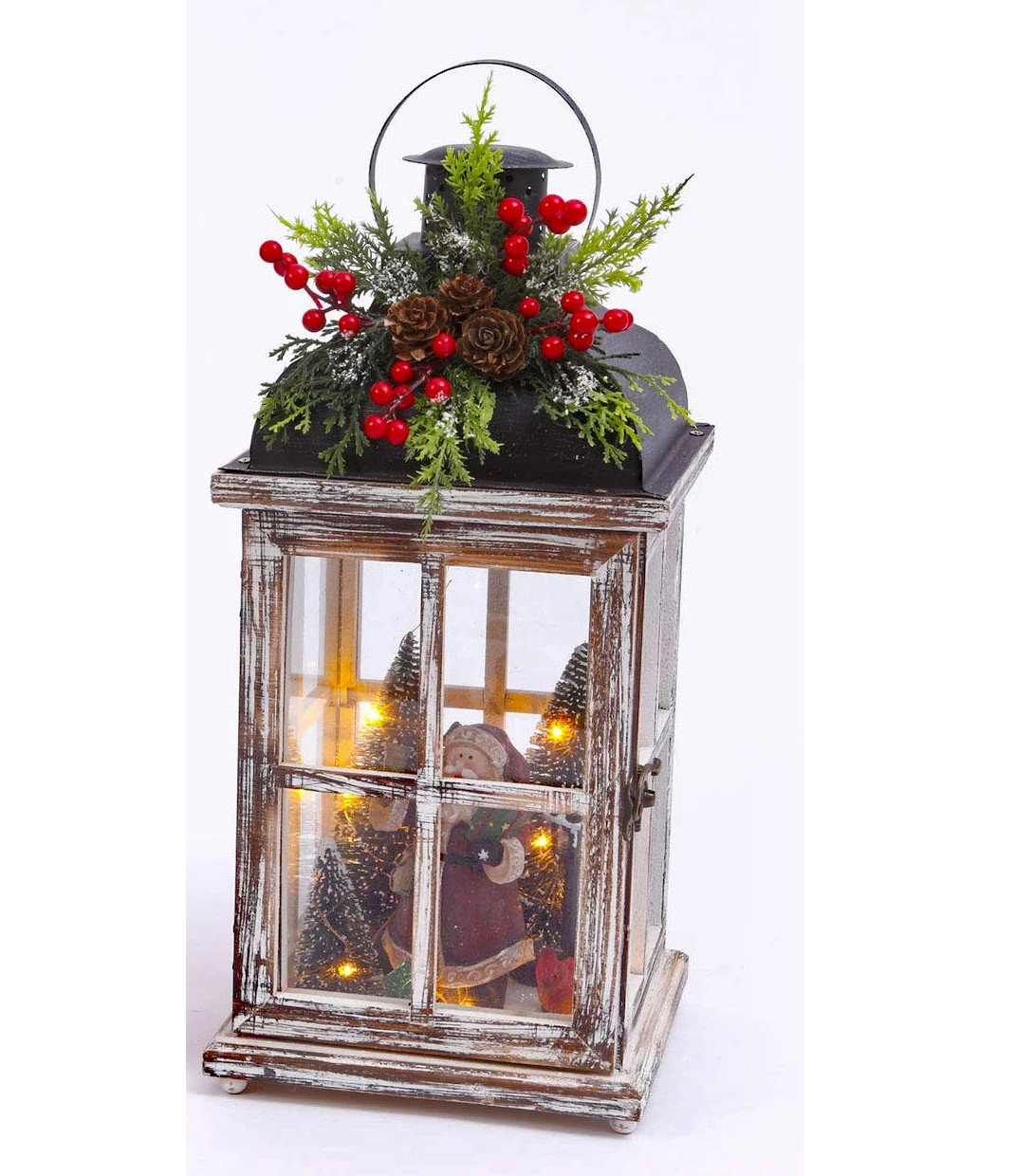 Battery Operated Lighted Wood Lantern - Santa Clause Christmas Scene 15.25 Inch 7 Battery Operated Lighted Wood Lantern - Santa Clause Christmas Scene 15.25 Inch - Image 5