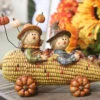 Harvest Resin Scarecrows On Corn Cart - 10.2 Inch -Battery Operated Candles Shop 2484800 2 corncar