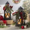 Set Of 2 Battery Operated Lighted Christmas Metal Holiday Lanterns With Floral Accents And Timer -Battery Operated Candles Shop 2491810 main image