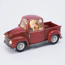 Lighted Red Truck Water Lantern With Santa In Swirling Glitter -Battery Operated Candles Shop 2498930 truck
