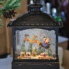 11 Inch Decorative Bronze Water Lantern With Flying Santa In Swirling Glitter -Battery Operated Candles Shop 2499030 new