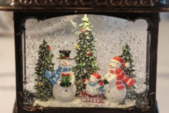 11 Inch Decorative Bronze Water Lantern With Snow Family Sledding In Swirling Glitter 8 11 Inch Decorative Bronze Water Lantern With Snow Family Sledding In Swirling Glitter -Battery Operated Candles Shop 2499030 snowman inside