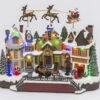 Musical Animated Holiday Village With Flying Sleigh And Reindeer -Battery Operated Candles Shop 2530770