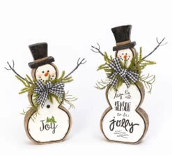 Set Of 2 White Resin Snowmen With Pine And Bows - -Battery Operated Candles Shop 2532260 resin snowmen