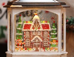 Musical Lighted Water Lantern With Gingerbread House Design - Optional Music Setting -Battery Operated Candles Shop 2535440 detail