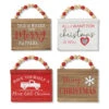 Wood Christmas Sign Ornaments With Beaded Hangers - Set Of 4 Assorted -Battery Operated Candles Shop 2543800 wood christmas sign
