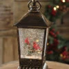 11.5 Inch Bronze Lighted Water Lantern - 2 Cardinals Design In Swirling Glitter - Timer -Battery Operated Candles Shop 2548290 pinecone