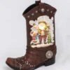 Lighted Cowboy Boot With Santa Water Lantern In Swirling Glitter -Battery Operated Candles Shop 2548310 santa