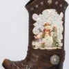 Cowboy Boot Lighted Water Lantern With A Western Snowman In Swirling Glitter 1 Cowboy Boot Lighted Water Lantern With A Western Snowman In Swirling Glitter -Battery Operated Candles Shop 2548310 snowman