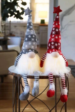 Battery Operated Lighted Christmas Gnomes 27 Inch Set Of 2 Shelf Sitters