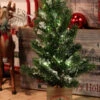 Battery Operated Lighted Pine Tree In A Wood Planter Box - 15 Inch -Battery Operated Candles Shop 2602640