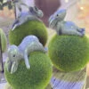 Set Of 3 Resin Bunnies On Moss Ball 7.6 Inch - NEW 2023 -Battery Operated Candles Shop 2635630 3
