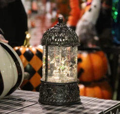 Animated Halloween Carousel Skeleton Merry-Go-Round With Moving Figurines Lighted Water Lantern -Battery Operated Candles Shop 2648690 lantern