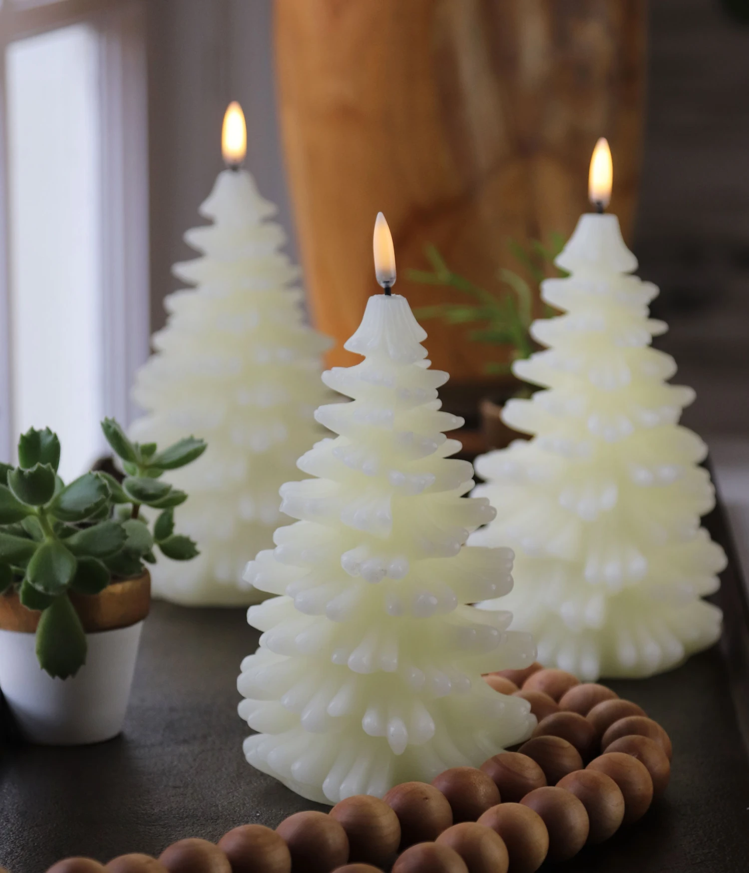 Uyuni 4.25 X 8 Inch Ivory Christmas Tree Candle - Remote Ready 5 Uyuni 4.25 X 8 Inch Ivory Christmas Tree Candle - Remote Ready - Image 3