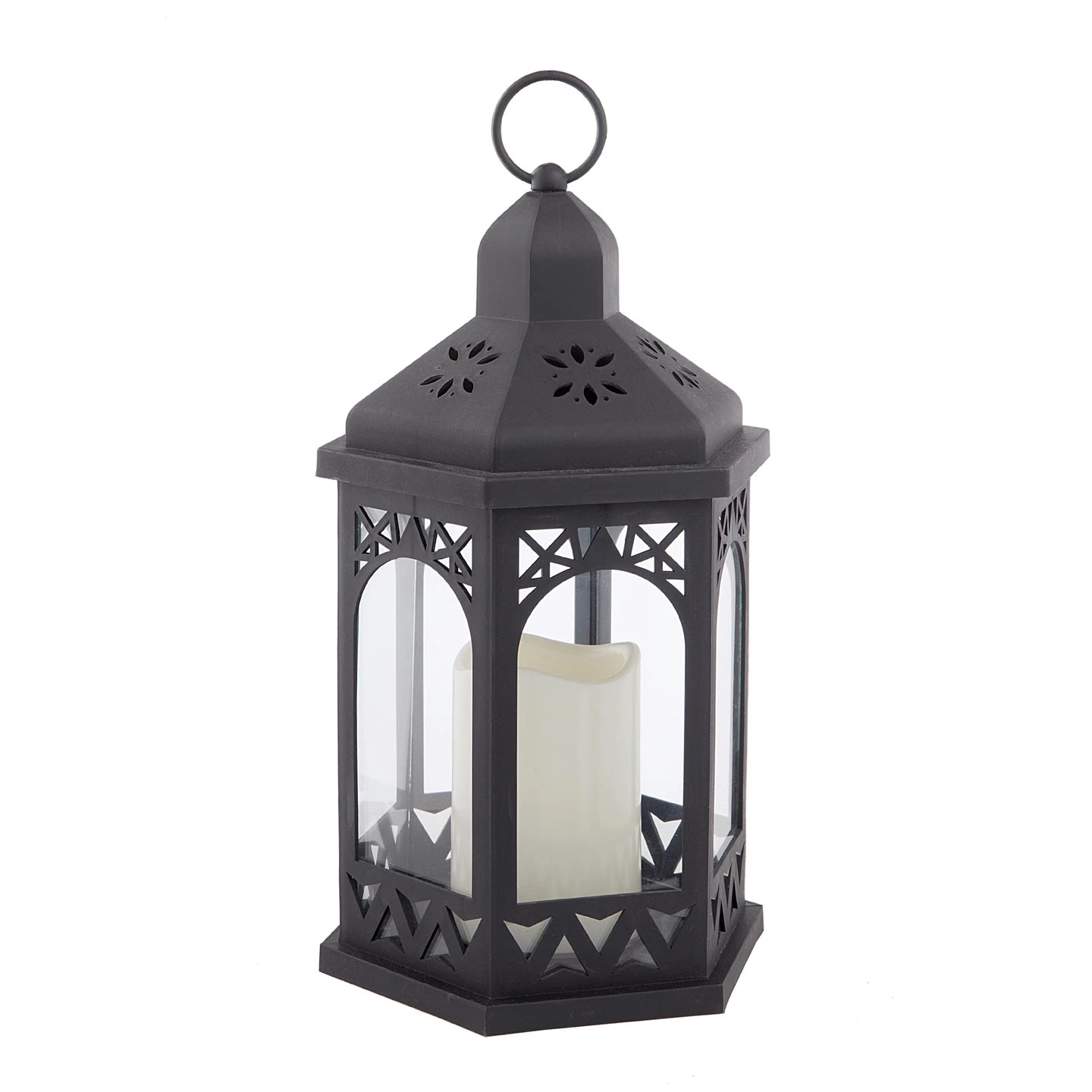 Outdoor Candle Lantern 12 Inch With Timer - Gazebo Style 3 Outdoor Candle Lantern 12 Inch With Timer - Gazebo Style