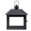 Wide Window Black Iron Lantern - 9 Inch -Battery Operated Candles Shop 30094878