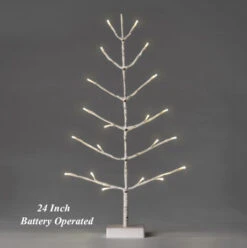 Lighted Flat Birch Tree - Battery Operated 24 Inch With Timer