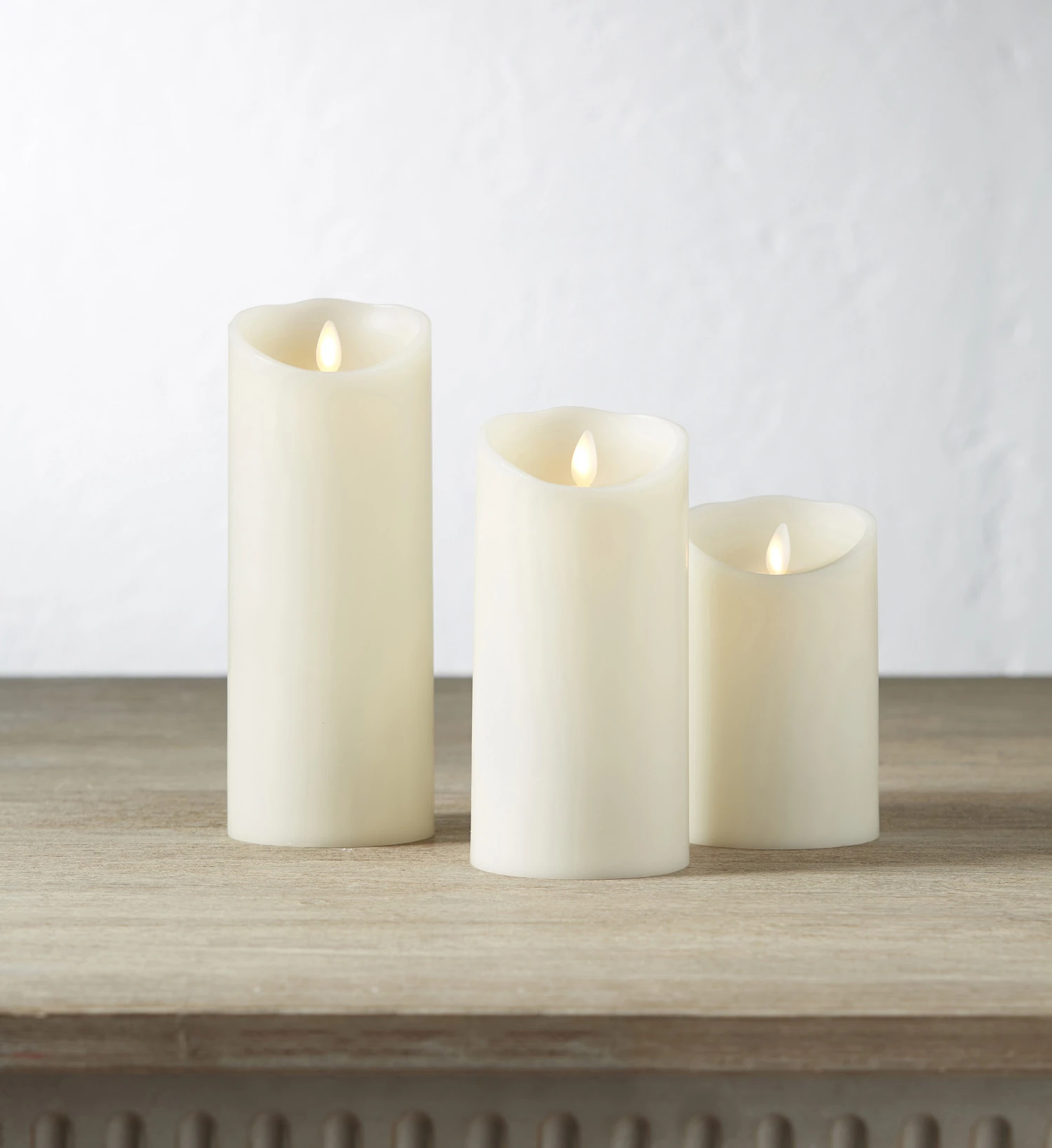 Set Of 3 Ivory Moving Flame Candles With Remote Control Included 3 Set Of 3 Ivory Moving Flame Candles With Remote Control Included