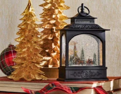 11 Inch Town Scene Lighted Water Lantern - Timer