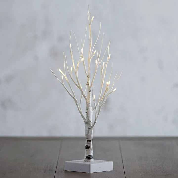 Battery Operated White Birch Tree 1.5 Feet - 16 Warm White LED'S Timer 3 Battery Operated White Birch Tree 1.5 Feet - 16 Warm White LED'S Timer