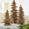 Gold Glitter Trees Set Of 3 - NEW 2023 -Battery Operated Candles Shop 3811194 set of 3 trees gold