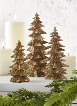 Gold Glitter Trees Set Of 3 - NEW 2023