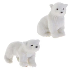 5.5 Inch Polar Bear Ornaments Set Of 2 -Battery Operated Candles Shop 3850109