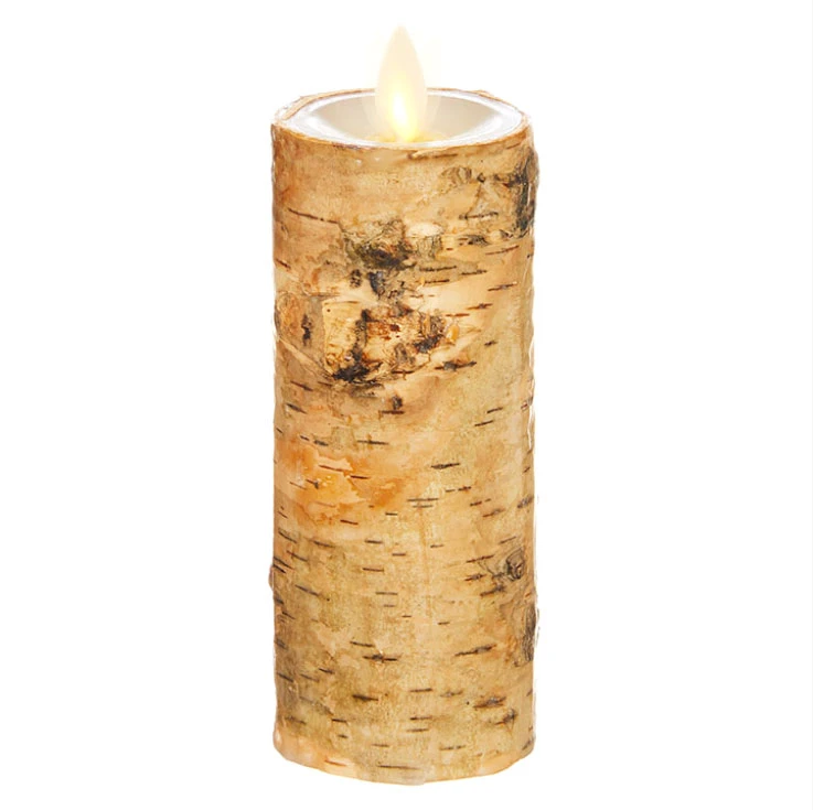 2 X 6 Inch Moving Flame Birch Wrapped Pillar Candle 3 2 X 6 Inch Moving Flame Birch Wrapped Pillar Candle