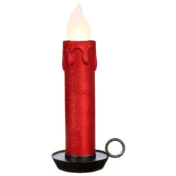 22.5 Inch Large Flickering Flame Red Glitter Christmas Candle -Battery Operated Candles Shop 3916533 main image red candle