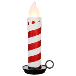 22.5 Inch Large Flickering Flame Candycane Striped Glitter Christmas Candle -Battery Operated Candles Shop 3916534 raz red and white flickering candle
