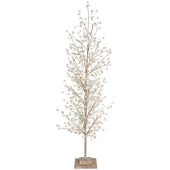 33 Inch Gold Glitter Tabletop Tree With Pearls