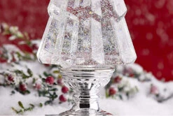Clear Lighted Tree Water Lantern Acrylic Snow Globe With Silver Base - Timer -Battery Operated Candles Shop 3919212 bottom