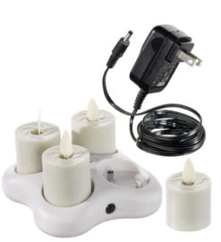 Moving Flame Rechargeable Votives Set Of 4 Remote Ready - Base Included -Battery Operated Candles Shop 4 rechargeable mf tealights