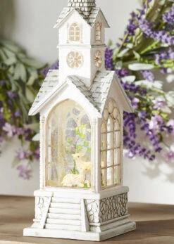 Easter Lamb Lighted Water Church In Swirling Glitter - 15.25 Inch 7 Easter Lamb Lighted Water Church In Swirling Glitter - 15.25 Inch -Battery Operated Candles Shop 4000756 main boc