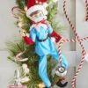Healthcare Worker Posable Elf In Blue Scrubs 16 Inch -Battery Operated Candles Shop 4015560 blue main