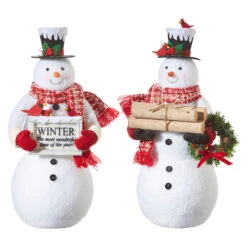 19 Inch Mr. Snowman Figurines Set Of 2 Assorted -Battery Operated Candles Shop 4016056 main