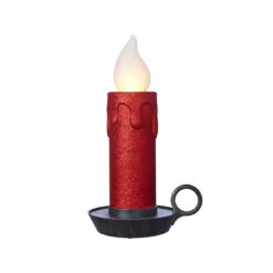 17.5 Inch Large Flickering Flame Red Glitter Christmas Candle -Battery Operated Candles Shop 4016115 main image