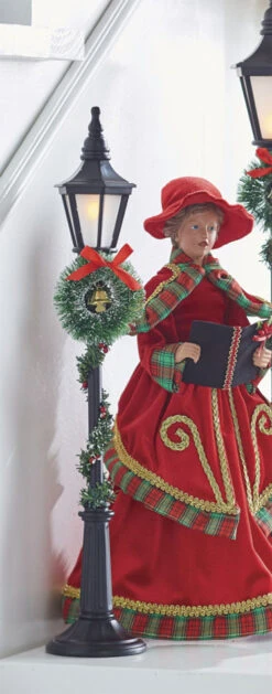 Battery Operated Lighted Lamppost With Greenery - 24 Inch